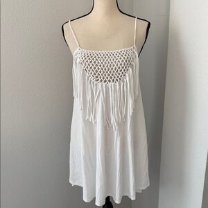 Roxy White Crochet Fringe Coverup